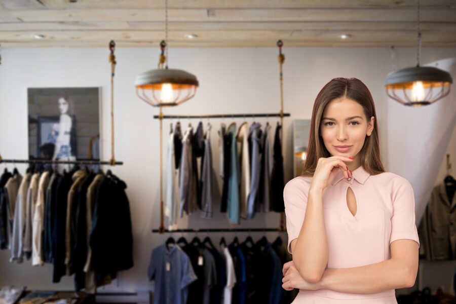 Woman stood inside her shop